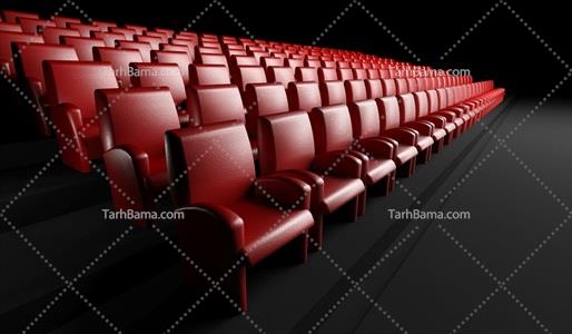 تصویر با کیفیت صندلی های قرمز رنگ سینما 